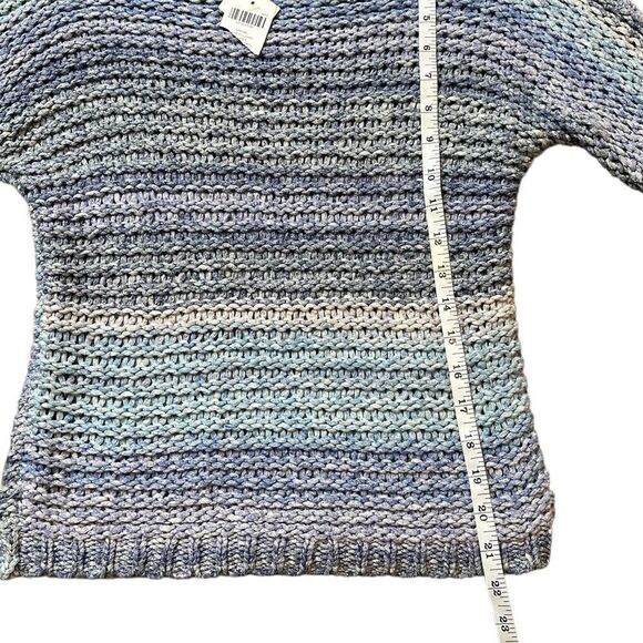 Chico’s Kimono Sleeve Sweater Open Weave in Blue & Purple Ombre Size Small NWT - Picture 6 of 10